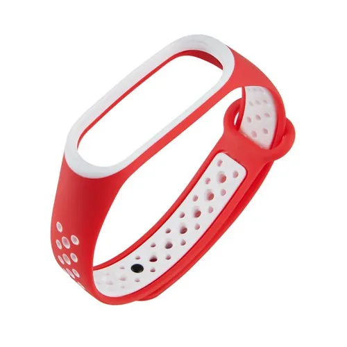 RED WHITE Duotone браслет на запястье для Xiaomi Mi Band 3 Смарт часы мягкий силиконовый браслет запасные части ремень аксессуары - Цвет: RED WHITE