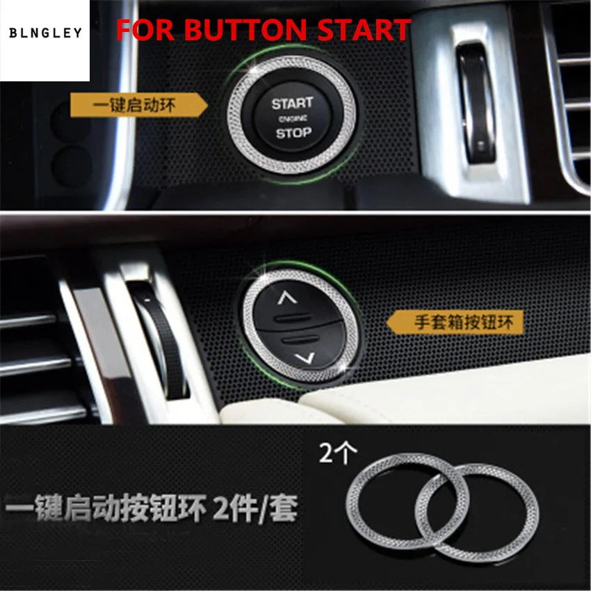 2pcs/lot ABS BUTTON START and Glove box switch decoration cover for 2014-2017 Land Rover RANGE ROVER car accessories