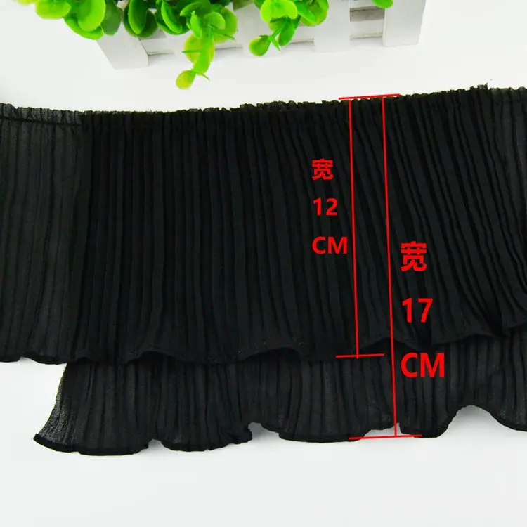 5 meters/lot Single Fold Organ Plait Black And White Chiffon Ruffle Lace Trim DIY Garment Skirt Hem Accessories Fabric | Дом и сад