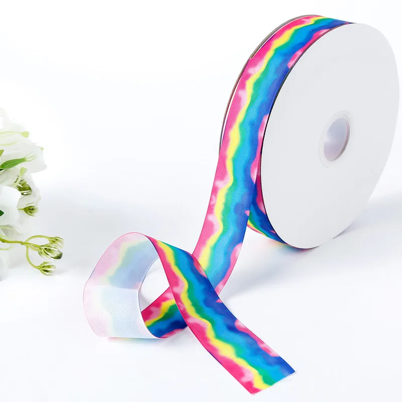 11 rainbow 10 ярдов Радуга градиент печатные корсажные ленты 25 мм 38 мм головной убор бант для волос DIY швейная лента Свадебная вечеринка украшения - Цвет: 11 rainbow