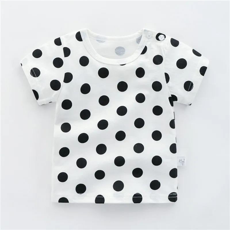 Футболка для маленьких девочек Модный хлопковый топ с коротким рукавом и круглым