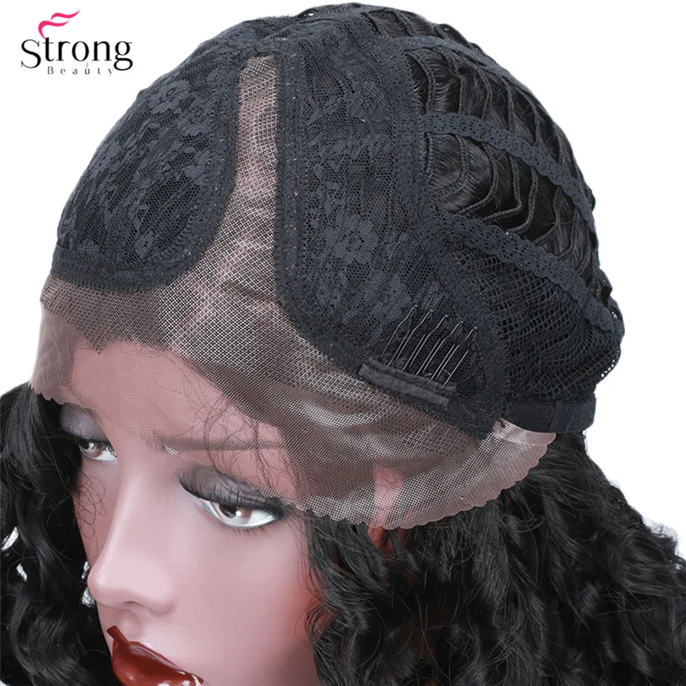 StrongBeauty 2" синтетический синтетические волосы на кружеве парик для женщин длинные глубокая волна черный Искусственные парики