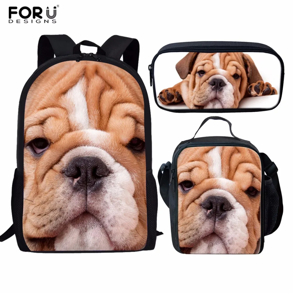 

FORUDESIGNS 3pcs Shar-pei Dog Print School Backpack Children Book Bag Backpack For Teenager Student Satchel Rucksack Moclila