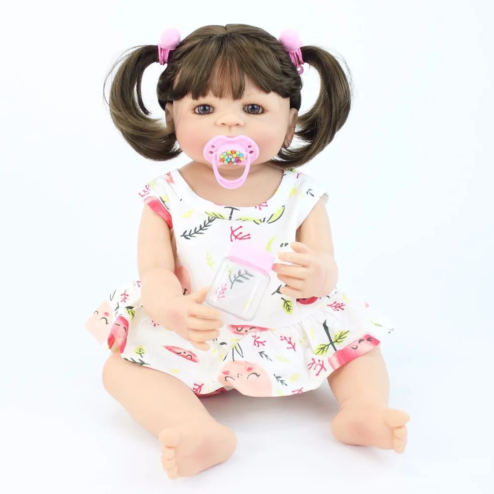 

55cm Exclusive Full Silicone Reborn Baby Doll Toy Girl Boneca Vinyl Newborn Princess Toddler Babies Bebe Alive Play House Bathe