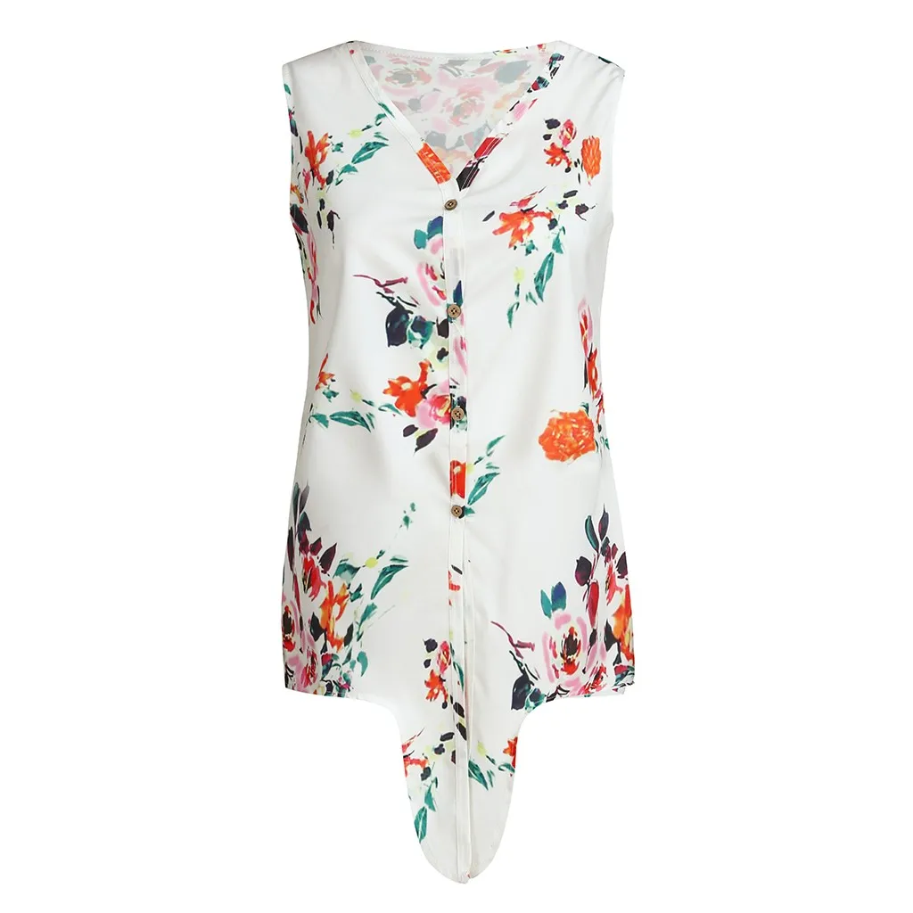 Фото Women's Flower Printed Sleeveless T Shirts With Button Tunics Blouse TopsThe latest fashion ladies print sleeveless top Women's Flower Printed Sleeveless T Shirts With Button Tunics Blouse TopsThe latest fashion ladies print sleeveless top