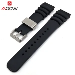 22 мм 24 мм черный силиконовый спортивный ремешок из нержавеющей стали веревочный держатель для мужчин водонепроницаемый резиновый браслет ремешок аксессуары для часов