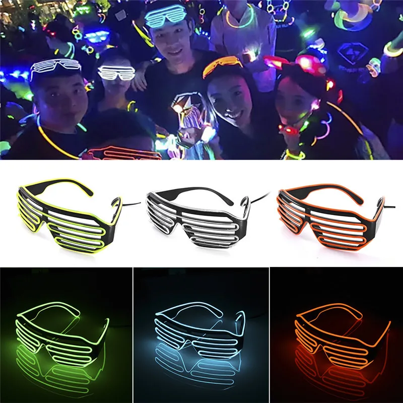 Мигающие светодиодные очки EL Wire Светящиеся Декоративные светящиеся для