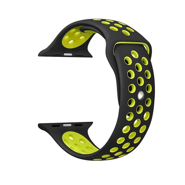 Black yellow Силиконовый ремешок для apple watch 42 мм 44 мм iwatch 38 мм 40 мм спортивный браслет наручные apple watch band iwatch 3 4 2 1 для Nike - Цвет: Black yellow