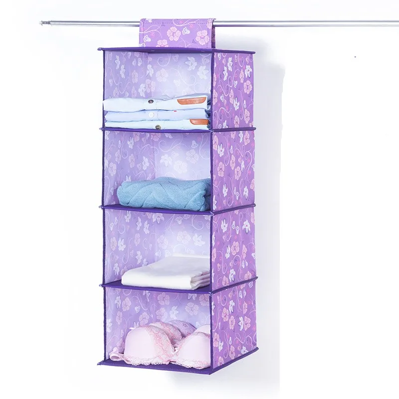 4 layers purple Нижнее бельё для девочек сортировки, доманий ящик для хранения мода дверной шкаф для хранения Органайзер для шкафа, гардероба подвесная сумка для хранения Коробки Костюмы организовать - Цвет: 4 layers purple