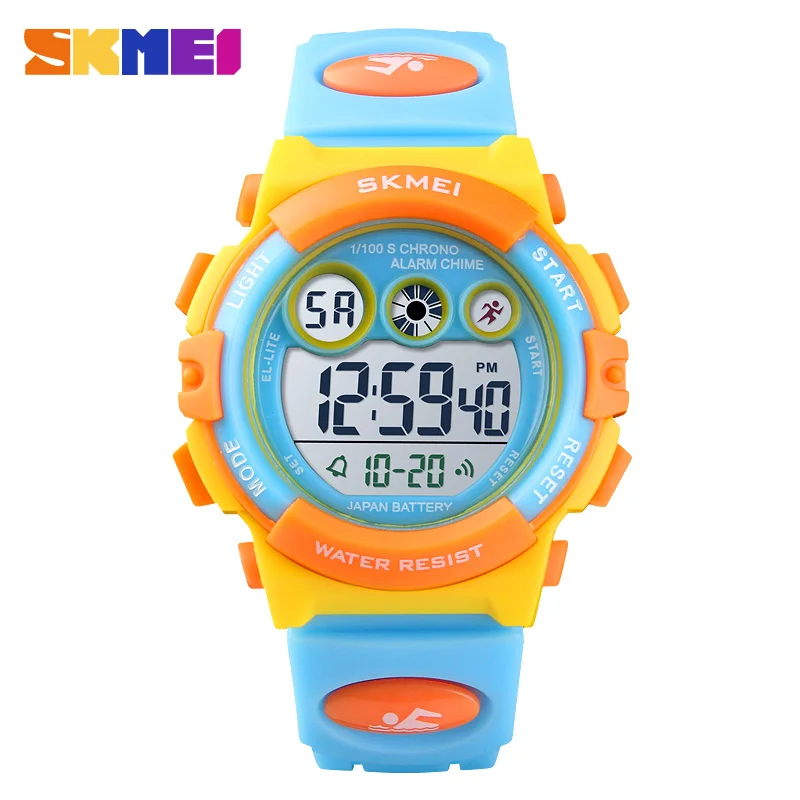 Yellow Shell Blue SKMEI моды Водонепроницаемый дети мальчик девочка смотреть цифровое светодио дный часы будильник Дата спортивные электронные цифровые часы челнока 1451 - Цвет: Yellow Shell Blue