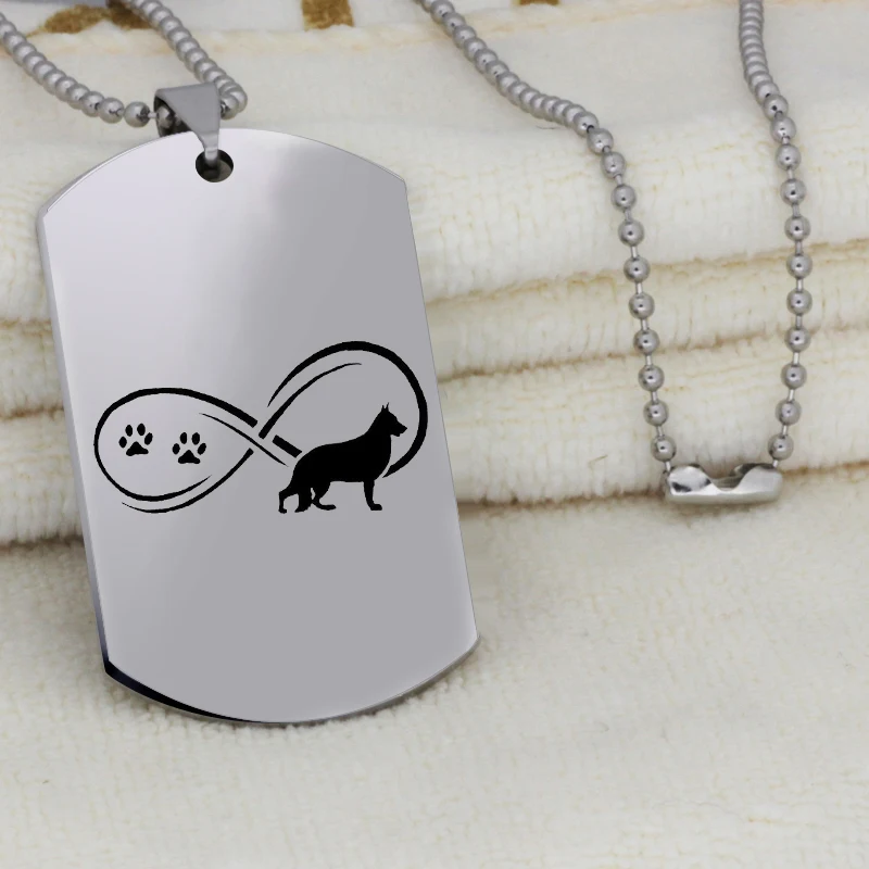 Stainless Steel Infinity Paw Print Pendant Necklace Fashion German Shepherd Dog Jewelry Gift for Women Drop Shipping YLQ6166 | Украшения и
