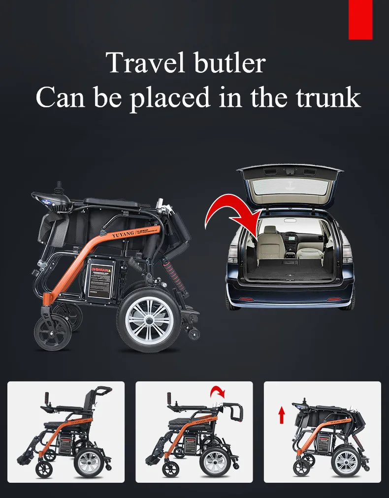 

Free shipping Hot selll fashion super lightweight folding electric wheelchair for disabled and elderly