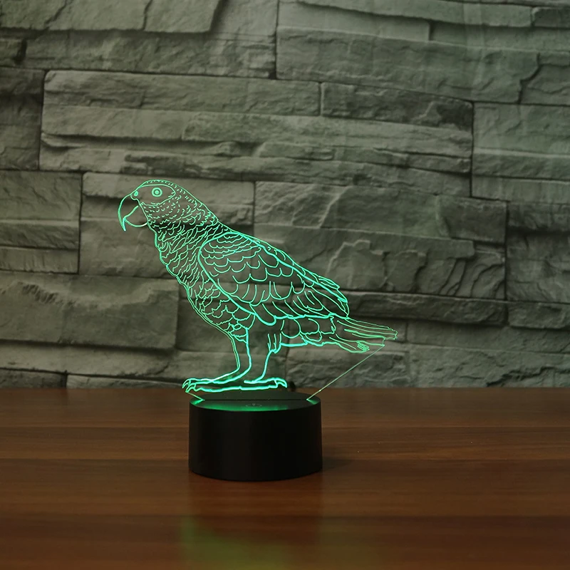 3d лампа в виде попугая Budgerigar 7 цветов Светодиодные ночные лампы для детей
