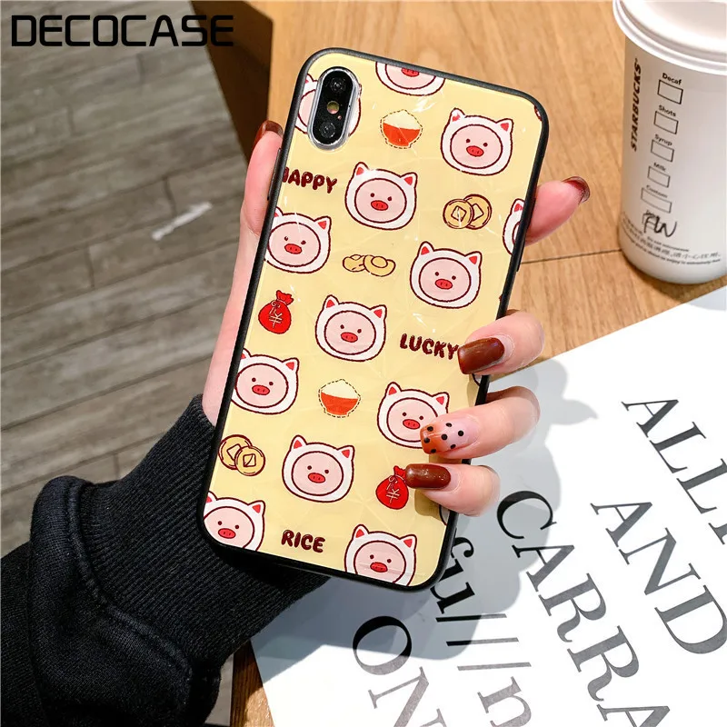 DECOCASE милые забавные свиньи желтые розовые летние женские силиконовые чехлы для