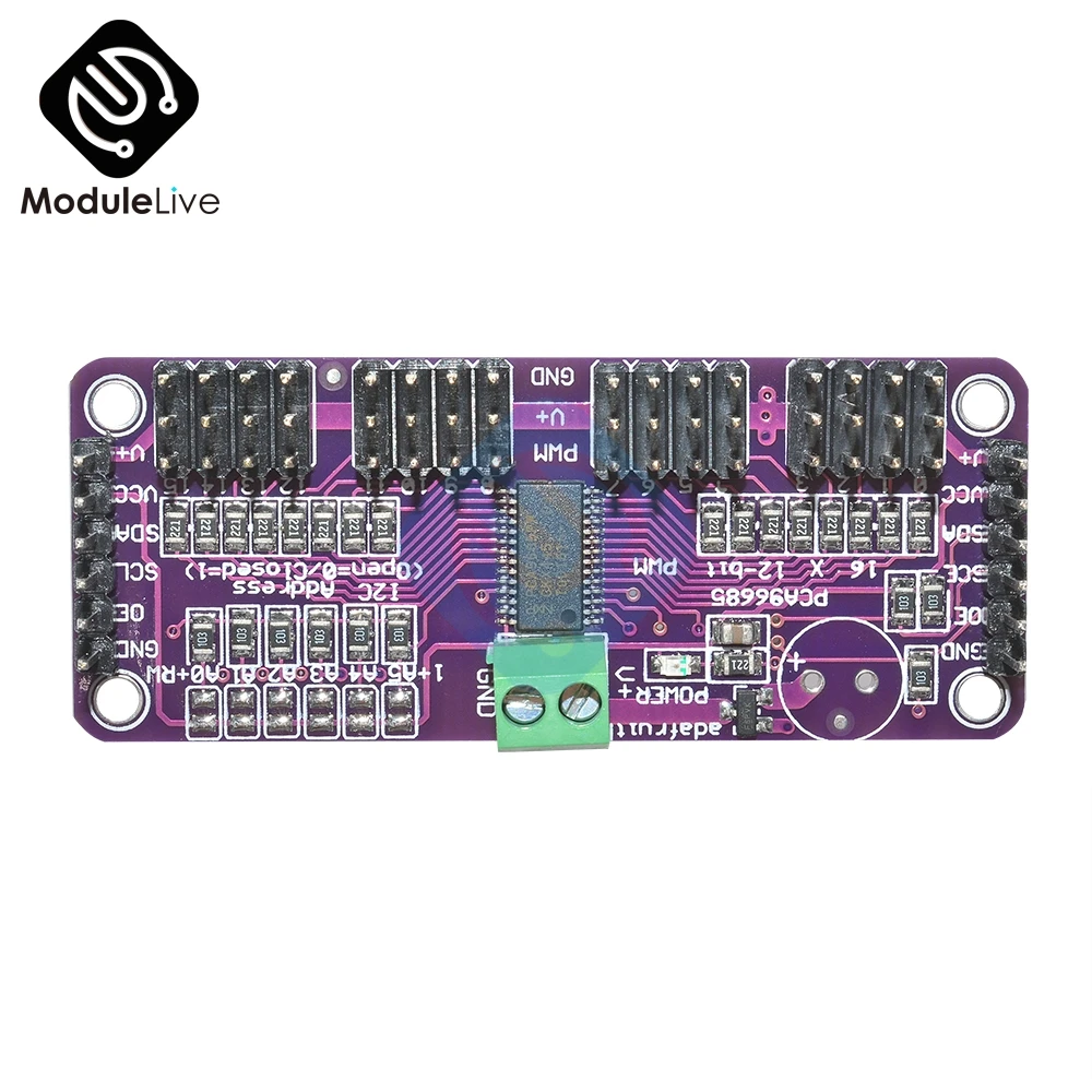 PCA9685 16 канальный 12 битный PWM сервопривод интерфейс I2C IIC 1 6 кГц ШИМ модуль