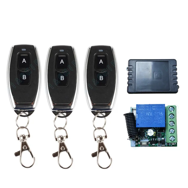 3 RC and 1 Receiver QIACHIP 433 Mhz универсальный Беспроводной удаленного коммутатора DC 12 V 1 канал реле приемника модуль+ 4 шт РФ передатчик 433 мгц дистанционного управления - Цвет: 3 RC and 1 Receiver