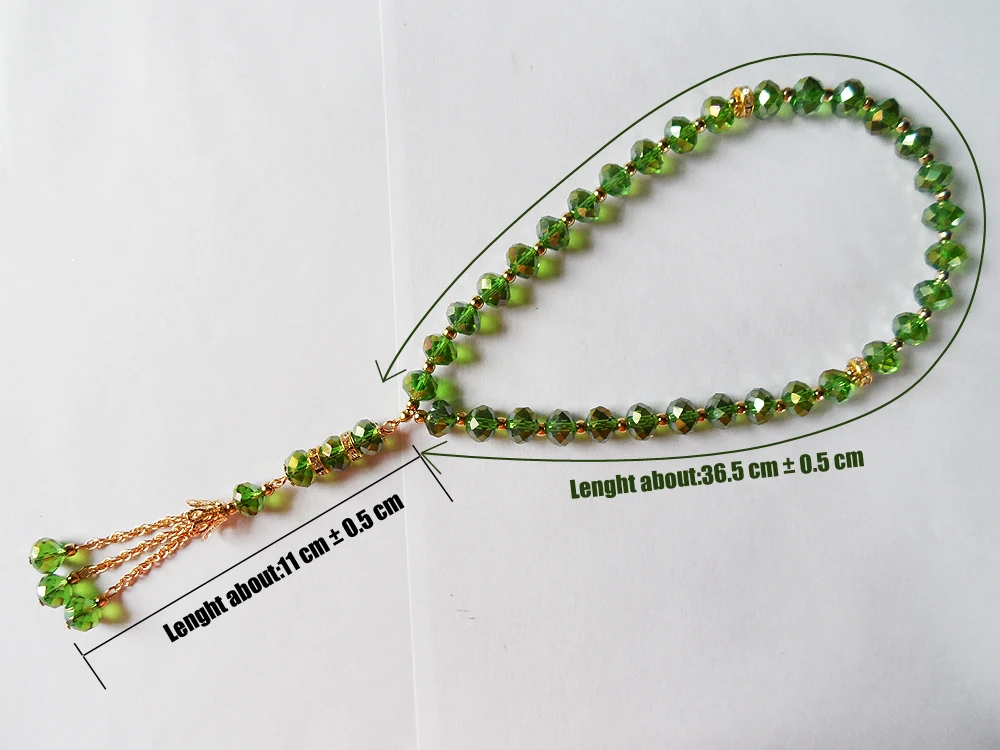 Высококачественные зеленые четки в мусульманском стиле браслет с 2 веревками