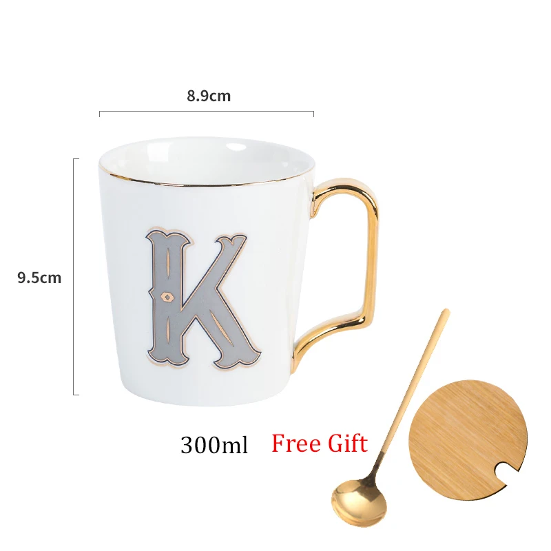 1pc European Gold letters ceramic cup lovers breakfast coffee milk tea A-Z letter Men women Creative Mug | Дом и сад