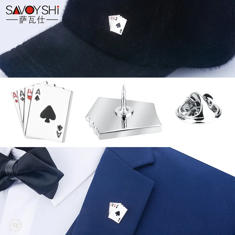 

SAVOYSHI Novelty Poker Brooches Pins for Women Dress Hat Bag Collars pin Fashion Mens Brooch Jewelry Dropshipping