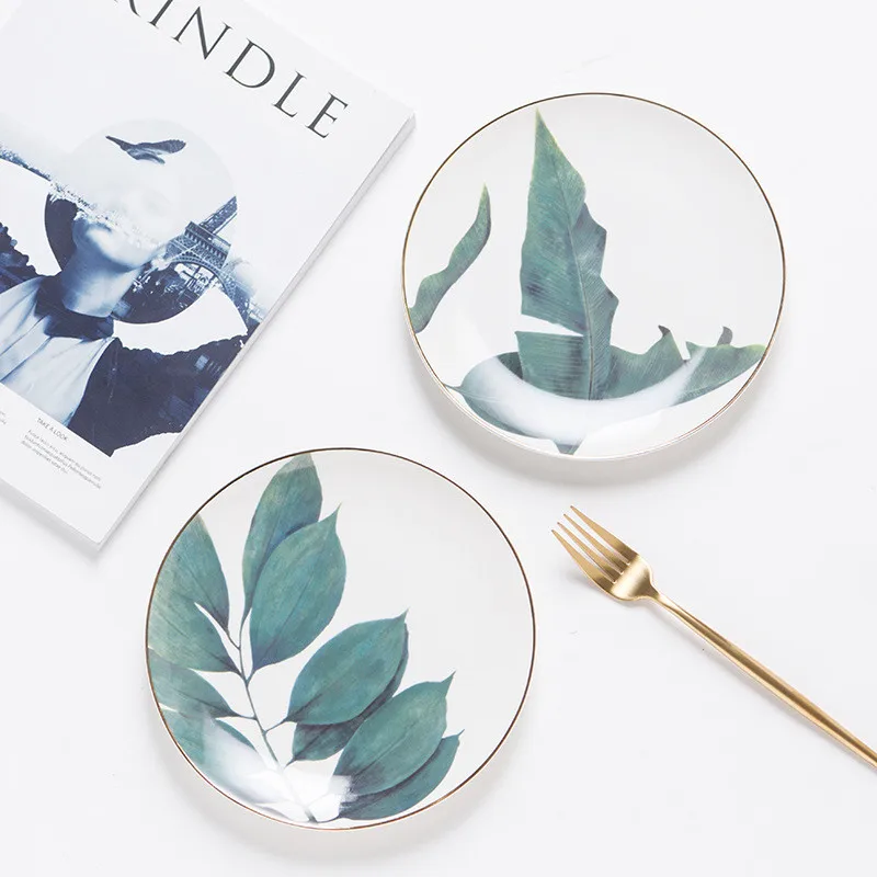 Керамические тарелки для завтрака в скандинавском стиле домашние стейка