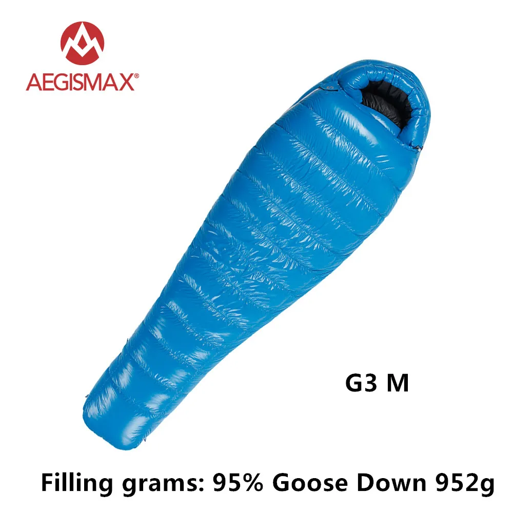 AEGISMAX, 95%, белый гусиный пух, спальный мешок для мам, для кемпинга, для холодной зимы, Сверхлегкий, дизайн перегородки, для кемпинга, комбинированный, G1-G4, удлиненный - Цвет: G3 BLUE