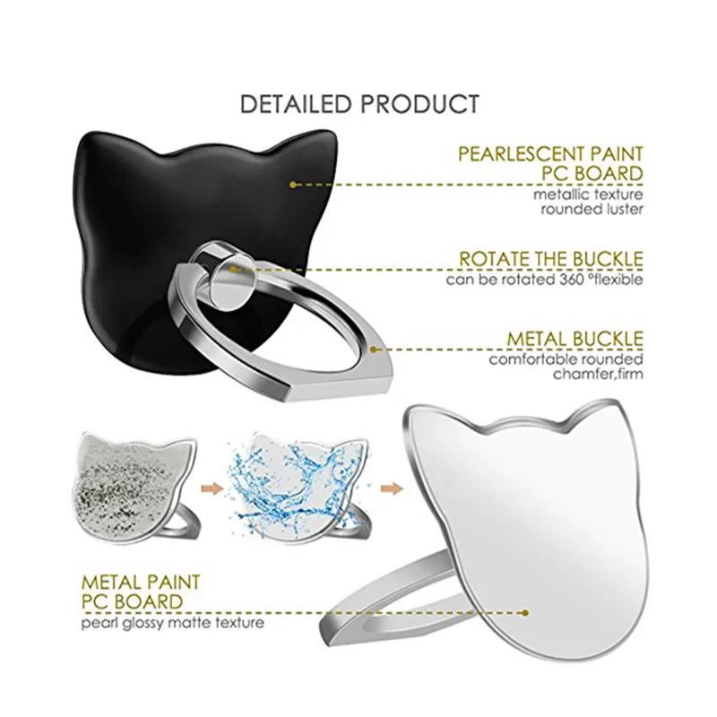 Мультфильм медведь кошка голова дизайн палец кольцо мобильный телефон держатель