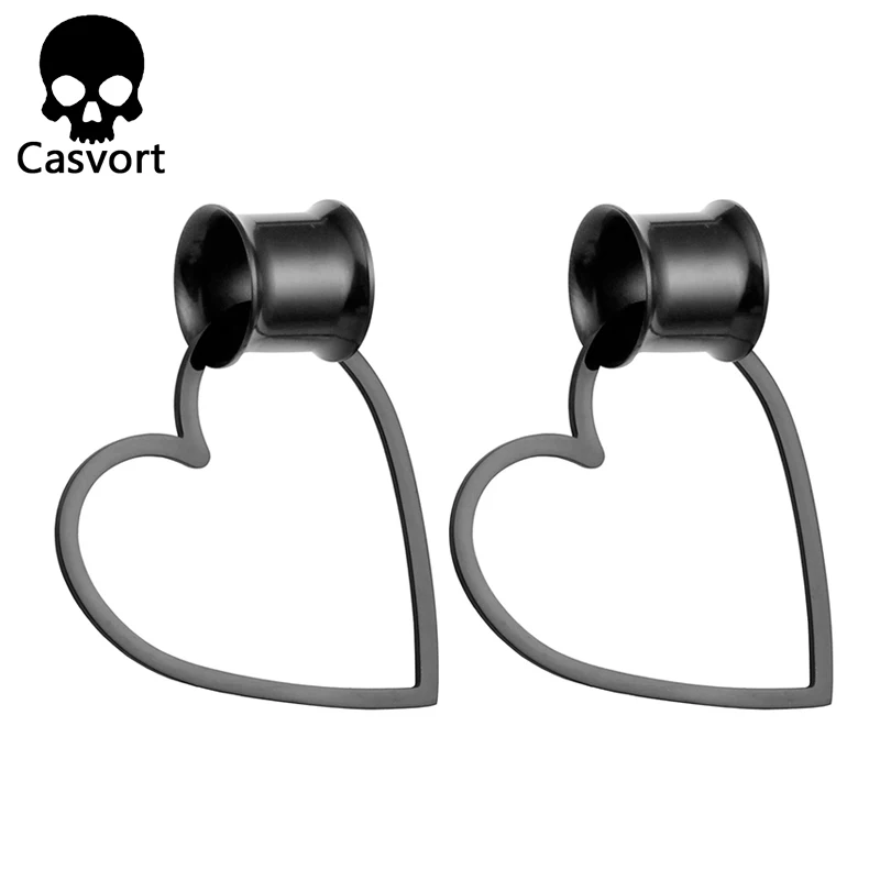 black Casvort новые съемные в форме сердца Висячие беруши пирсинг ювелирные изделия для тела из нержавеющей стали ушные Датчики Тоннели носилки - Окраска металла: black