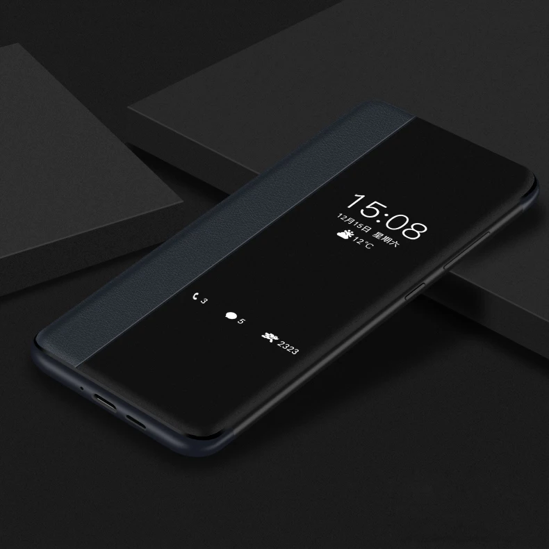 Для huawei P30 Pro Флип кожаный чехол Smart Touch View Window Cover для huawei P30 P30Pro полная защита Funda Capa - Цвет: Темно-синий