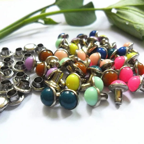 300 компл./лот 6 5 мм разноцветные Круглые акриловые ремни для сумок заклепки шипы в