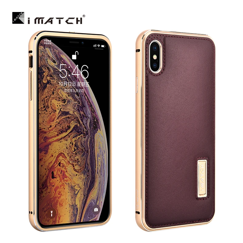 Металлический чехол iMatch для iPhone XS MAX, чехол из натуральной кожи для iPhone X XS MAX, Алюминиевый металлический бампер, задняя крышка