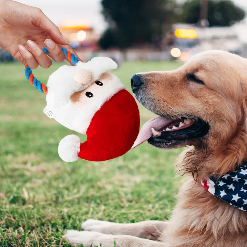 Pet Dogs Christmas Gift Santa Shaped Chew Toys Dogs Molar Toys for Appeasing Solving Boredom