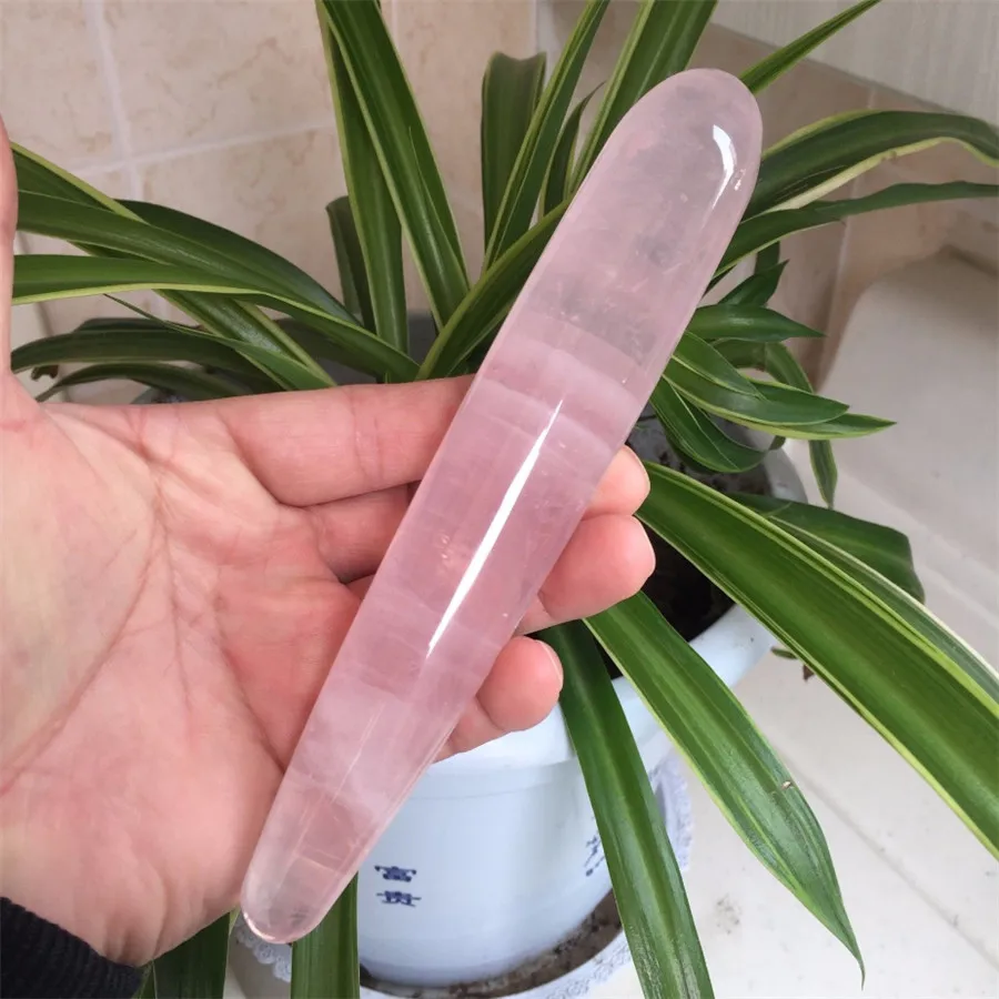

Hot sale 100% natural pink rose quartz crystal wand healing crystal gemstone yoni massage stick as gift for women