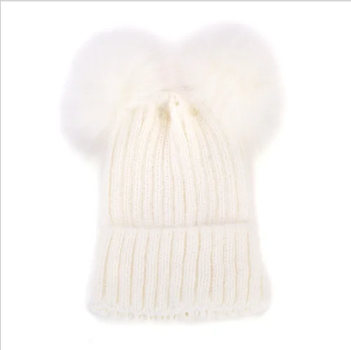 2018 Winter Warm Baby Hat Newborn Kids Boy Girl Knitting Wool Beanie Bonnet Fur Pompom Crochet Cap Accessories 2-6T | Детская одежда и