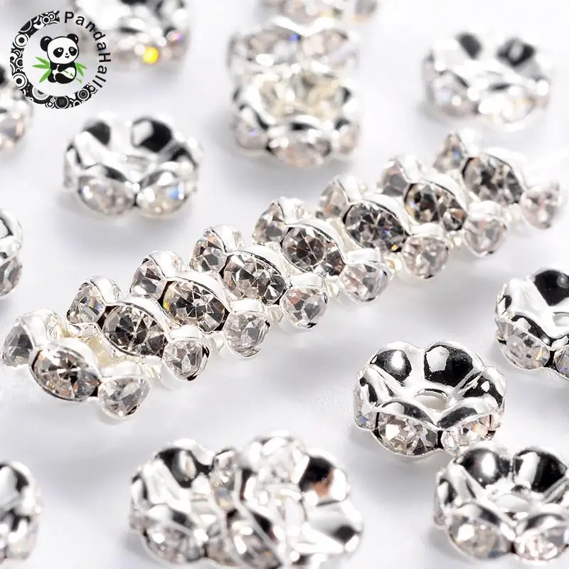 Круглые латунные Стразы 8 мм класса ААА серебристого цвета бусины-разделители с