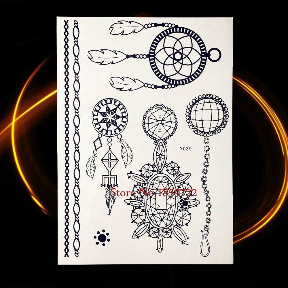 1 шт. нетоксичный водонепроницаемый хна тату черный Менди цветок ювелирный