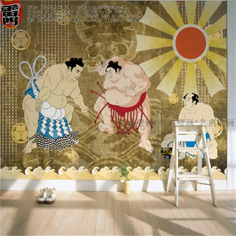 3D обои для стен настенные с рисунком воина суши ресторана отеля sumo гостиной|wallpaper
