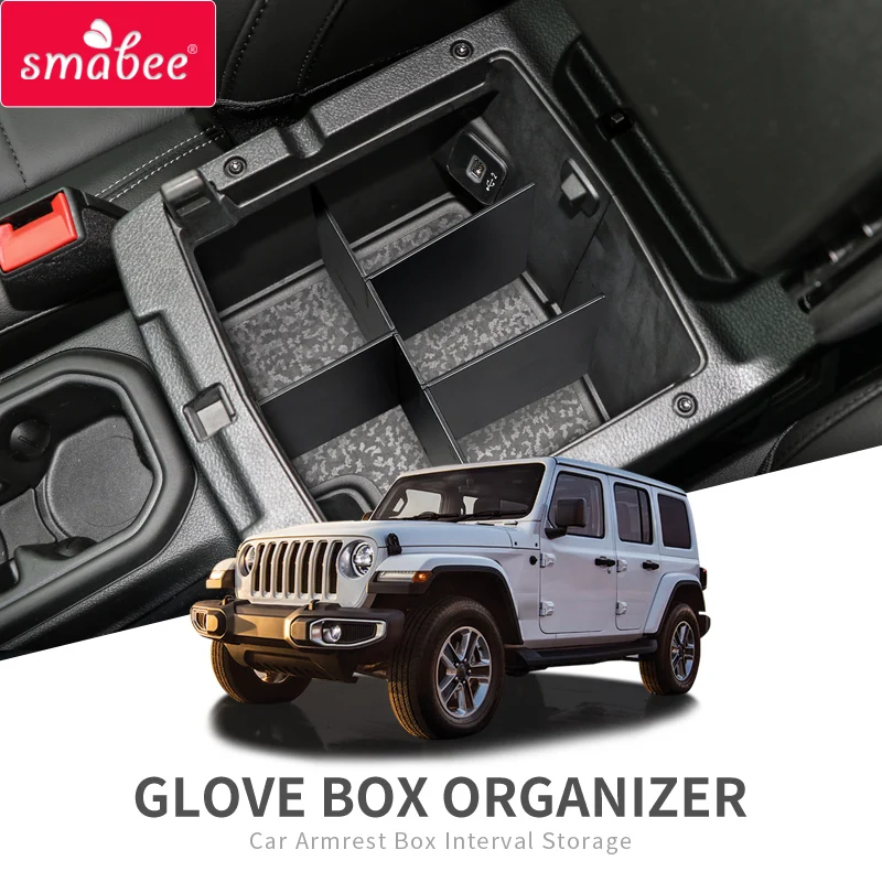 

Smabee Car Armrest Box Interval Storage for JEEP Wrangler JL 2018 2019 2020 Car Console Tidying Box Interior Central Storage Box
