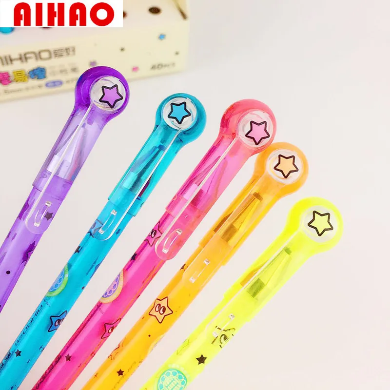 AIHAO Новое поступление колпачок волшебный ластик, стираемая ручка 12 шт./партия студенческие яркие цвета Письма высокого качества школы и офиса
