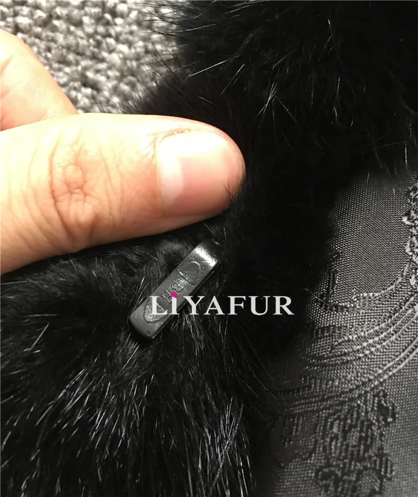 LIYAFUR реального норки Мех животных капюшон пальто для женщин натуральный русский с капюшоном пальто