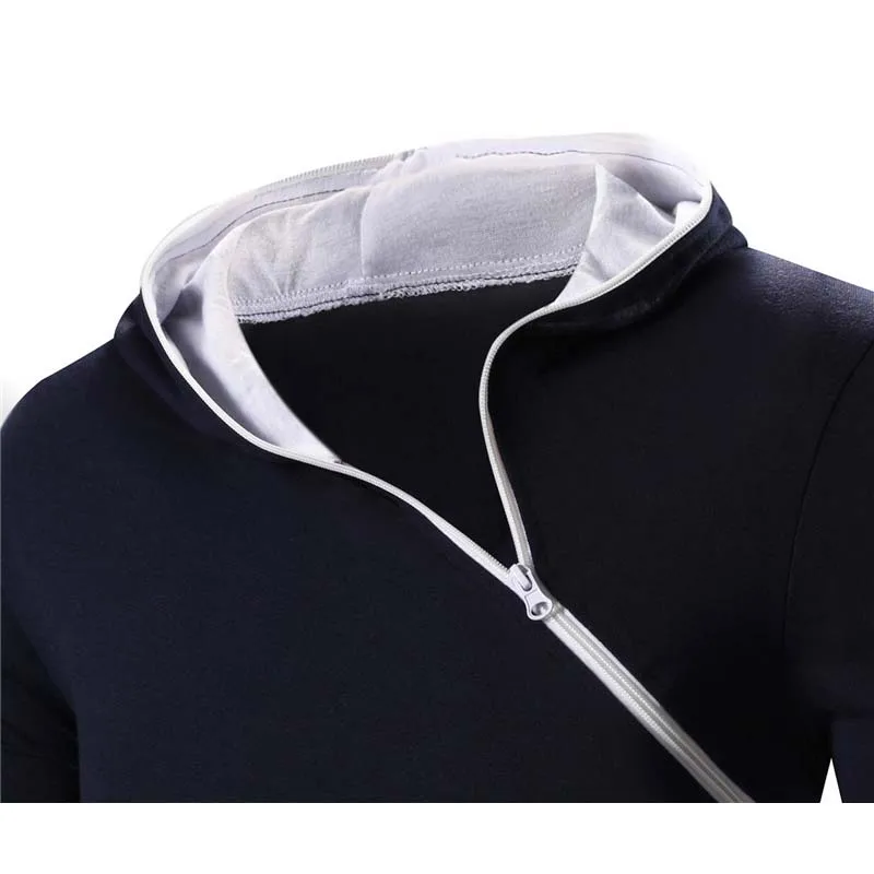 

HOT 2020 Autumn winter Long sleeve men's Slim Fit Hip Hop Hooded Inclined zipper hoody men long sleeve sweatshirts Men