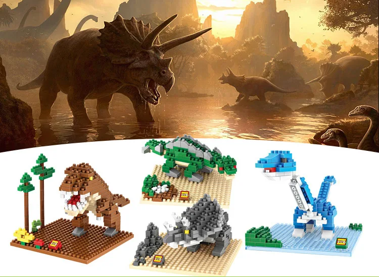 LOZ diamond mini building blocks Jurassic park Tyrannosaurus Ceratopsian stegosaurus brontosaurus kids toys | Игрушки и хобби