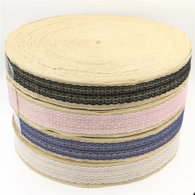 

6CMWidth navy blue Ivory white Natural Jute Burlap Hessian Ribbon Lace Trims Tape Rustic Vintage Wedding Party Craft Party T201