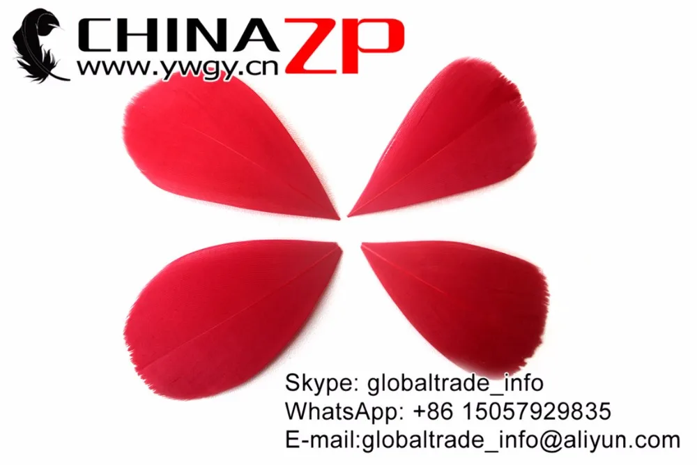 CHINAZP оптом 100 шт/партия 3~ 7 см длина выбранное качество окрашенные красные Обрезанные гусиные перья головной убор