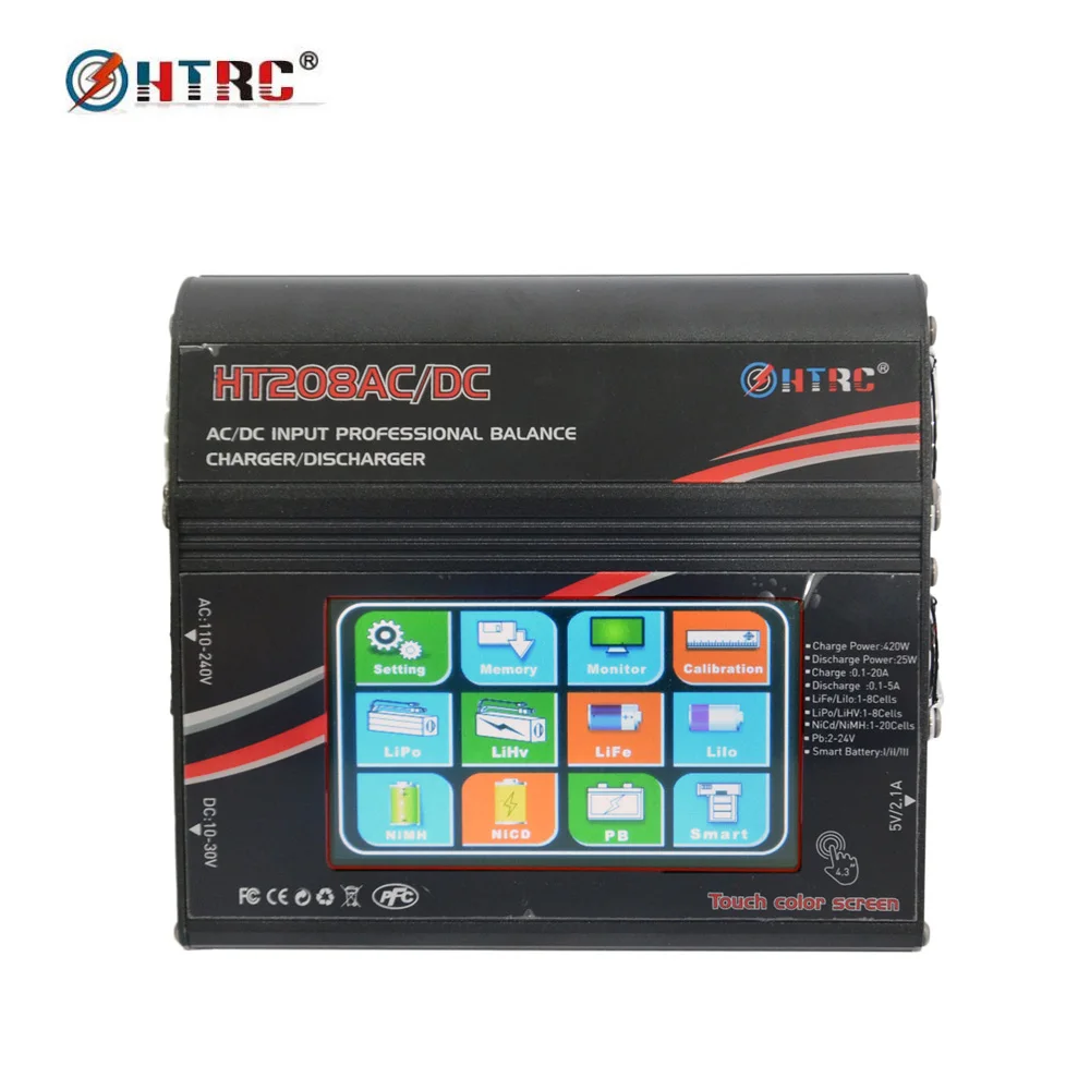 HTRC HT208 баланс ChargerAC/DC 4," цветной сенсорный ЖК-экран 420 Вт 20A RC батарея разрядник для 1-8s Lilon/LiPo/LiFe/LiHV батарея