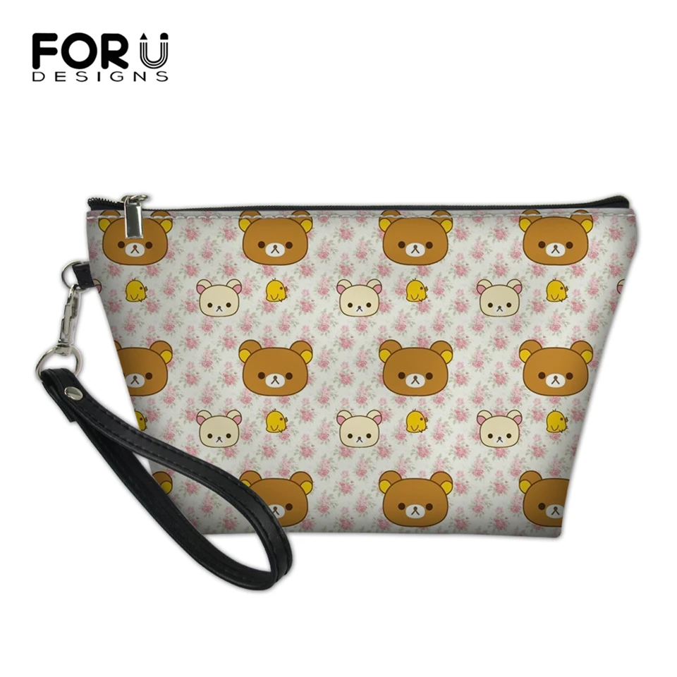Женская косметичка FORUDESIGNS для макияжа с мультяшным медведем рисунок