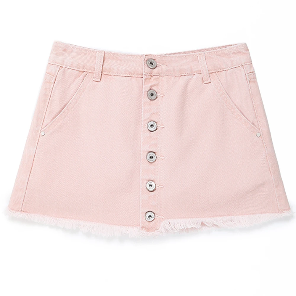 Женские джинсовые юбки шорты на пуговицах FTGSDLONG корейские летние однотонные