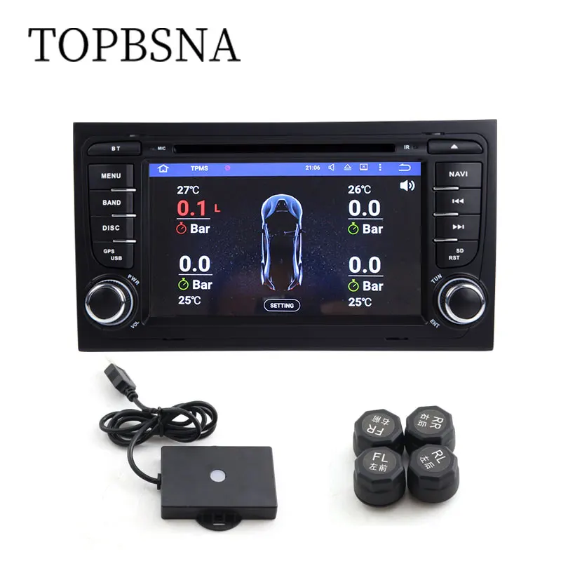 TOPBSNA TMPS автомобильная система контроля давления в шинах HD автомобильный экран tmps датчик давления в шинах с 4 внешними датчиками s