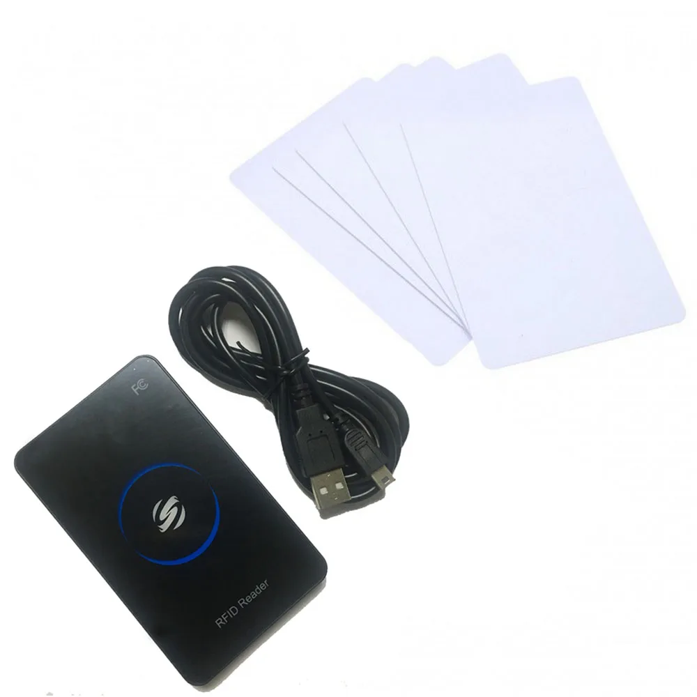 reader and 5cards 125 кГц RFID считыватель ключей для карт EM4100 USB датчик приближения считыватель смарт-карт для контроля доступа - Цвет: reader and 5cards