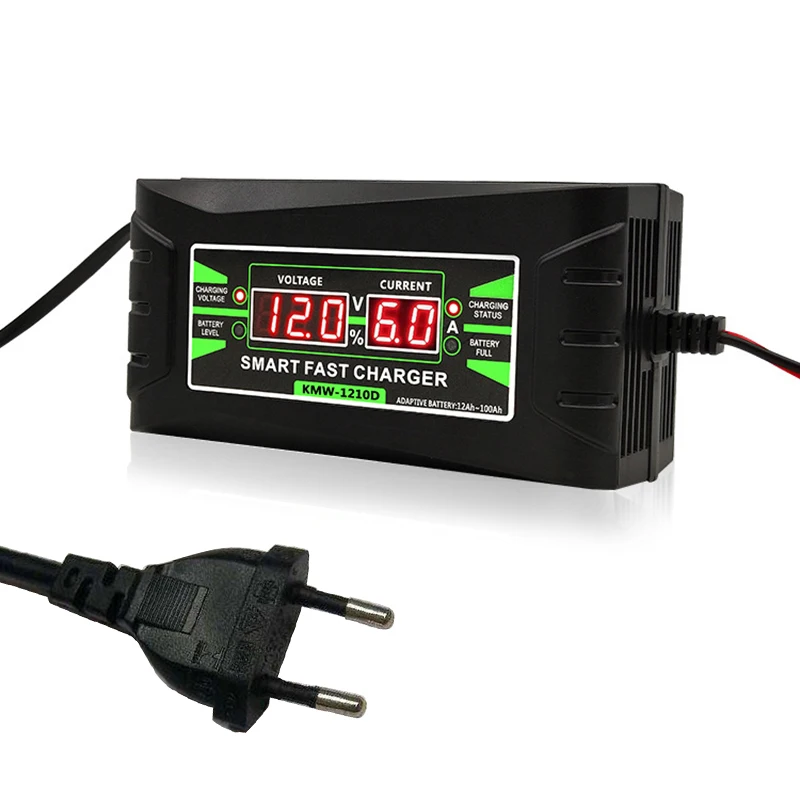 EU Plug Полностью автоматическое автомобильное зарядное устройство 90 В до 260 В до 12 В 6 А интеллектуальная Быстрая зарядка влажная сухая свинцово-кислотная цифровая lcd - Цвет: EU Plug