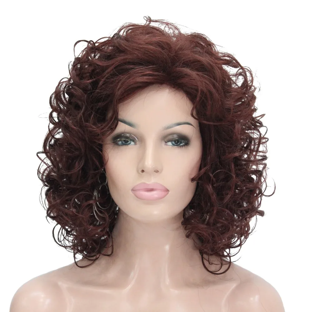 StrongBeauty Women's wig Blonde/Auburn Medium Curly Hair Natural Synthetic Full Wigs 7 Color